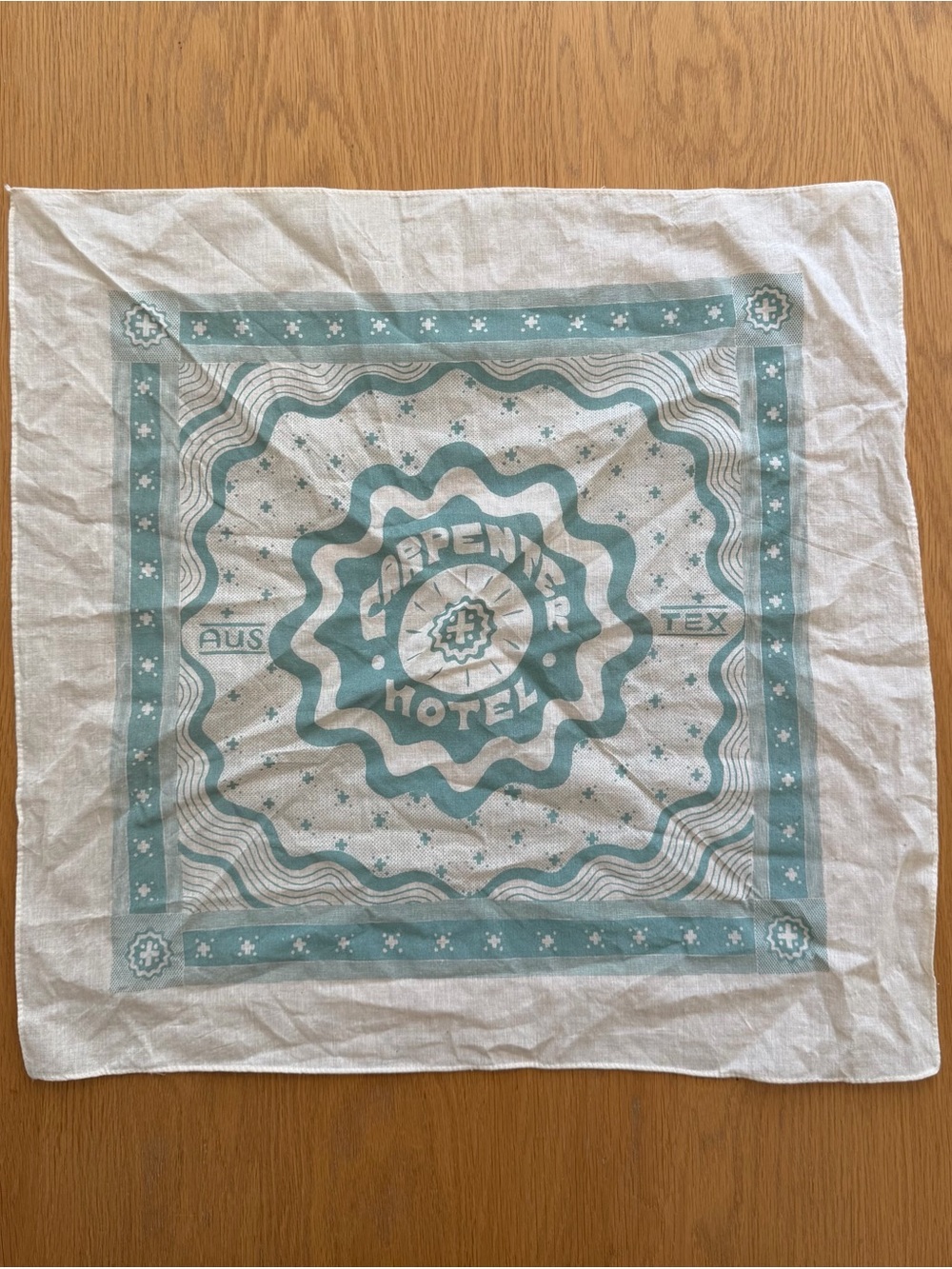 Carpenter Hotel Austin Texas Bandana Scarf in Light Teal